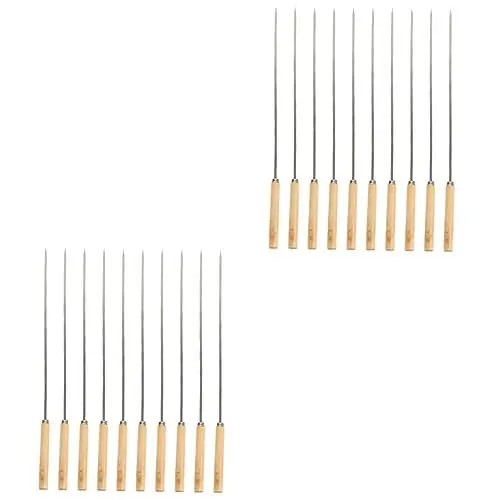Produktbild: ORFOFE 20 Stk Flat Tie BBQ Hähnchenspieß koreanische Spieße Camping-Grillstäbchen Spieß Gabeln Grillzange schaschlikspieße grilz grillspieße Spieß zum Grillen Spieß für Gemüse Holz