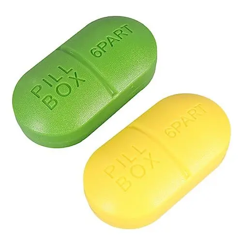 Produktbild: ORFOFE 2stücke Tragbare Pillenbox Für Medikamente Ovaler Fächer Mini Aufbewahrungsbehälter Grün Gelb Praktische Medikamenten-organizer Für Zuhause Und Unterwegs