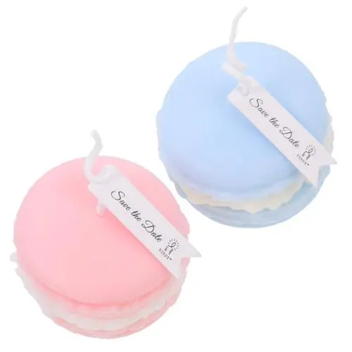 Produktbild: ORFOFE 2stücke Macaron Duftkerzen Sojawachs Handgemachte Aromatherapie Teelichtkerzen Für Entspannende Für Hochzeiten Und Blau