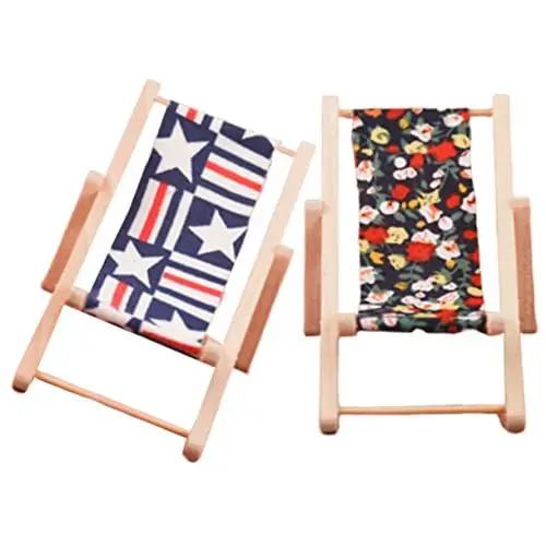 Produktbild: ORFOFE 2st Puppenhaus Strandkorb Miniaturvorräte Miniatur-hausmöbel Mini-Lounge-Sessel Strandliegen Miniatur-möbelzubehör Stühle Hausdekorationen Für Zu Hause Mini-liegestuhl Stoff