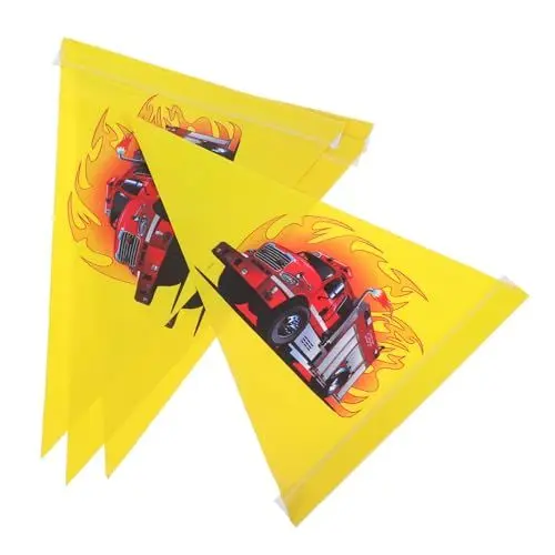 Produktbild: ORFOFE Flaggen 4er-pack Gut Sichtbare Orange Sicherheitsflaggen Für Jungen Und Mädchen Pvc-feuerwehrauto-muster Einfach Auszutauschen