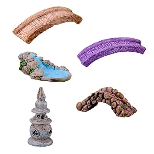 Produktbild: ORFOFE Garten Decor Mini Verzierungen Set Brücke Ornament Bonsai Garten Dekorationen