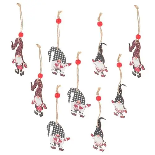 Produktbild: ORFOFE 9St Weihnachtsanhänger aus Holz Christbaumschmuck Weihnachtselfen-Ornamente Weihnachten Kinder weihnachtsdeko winterdeko Cartoon-Sankt-Anhänger Weihnachts-Weihnachtsmann-