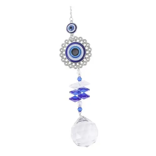 Produktbild: ORFOFE Evil Eye Ornament Türkisches Blaues Böses Auge Sonnenfänger Wanddeko Für Glück Und Schutz Leichte Und Dekorative Hängedekoration Für Garten Und Zuhause