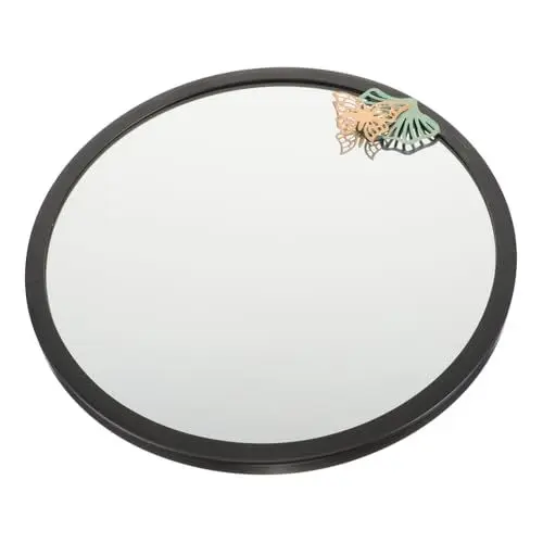Produktbild: ORFOFE Schminkspiegel Spiegel zum Aufhängen an der Wand dekorativer Hängespiegel Make up Mirror schminktischspiegel wandspiegel Kosmetikspiegel einfacher moderner Spiegel Eisen Black
