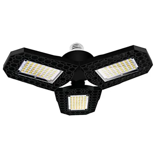 Produktbild: ORFOFE 60w Deformierbare Led Deckenlampe Für Garage Und Werkstatt Energieeffizient Verstellbar Hohe Helligkeit Für Lager Keller Und Auto Werkstätten