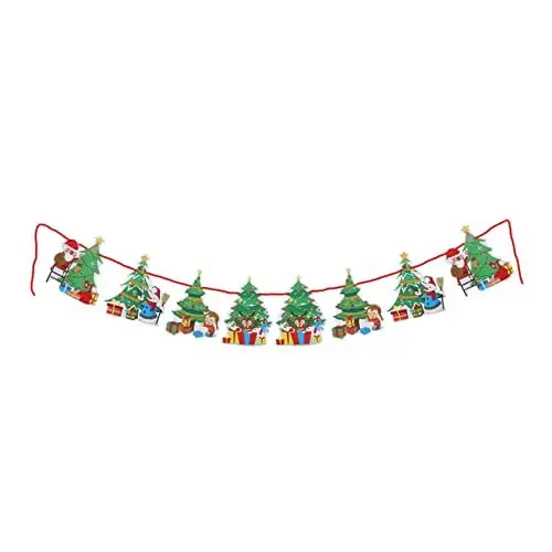 Produktbild: ORFOFE Weihnachtsdekoration Zum Aufhängen Weihnachtskamin-banner Weihnachtsbaum Hängende Wimpelkette Weihnachtsmantel-banner Weihnachtsfahne Ziehen Weihnachtsbanner Dreieck Dekorationen