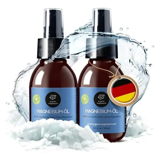 Produktbild: Ultra Pur MagnesiumÖl Spray 2x100ml - 100% Natürlich Reines Zechstein Öl von Organic Magnesium | Perfekt für Sport & Muskel entspannung | Flüssig MagnesiumChlorid Oil Konzentrat