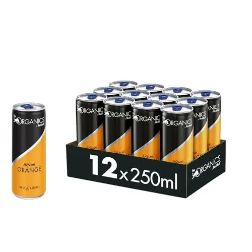 Produktbild: Red Bull Organics by Red Bull Black Orange - 12er Palette Dosen - Bio-Erfrischungsgetränke 100% natürliche Zutaten, EINWEG (12 x 250 ml)