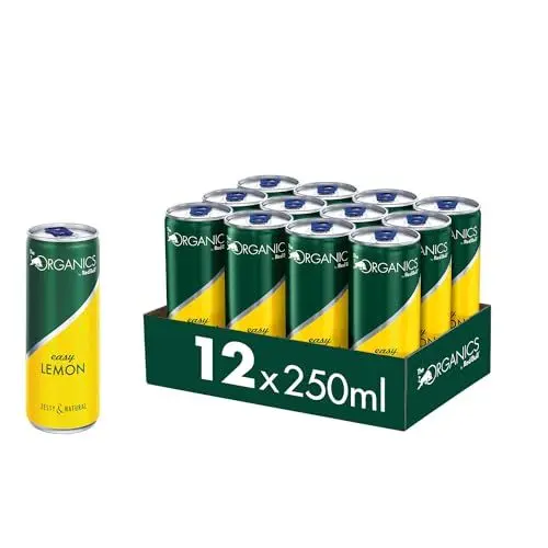 Produktbild: Organics by Red Bull Easy Lemon - 12er Palette Dosen - Bio-Erfrischungsgetränke 100% natürliche Zutaten, EINWEG (12 x 250 ml)