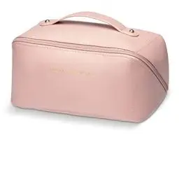 Produktbild: OrgaWise Kosmetiktasche Tragbare Kosmetiktasche Reise Kulturbeutel Aus Leder Wasserdicht Kosmetik Reisetasche mit Reißverschluss Kosmetische Portable Make-up Tasche, rosa