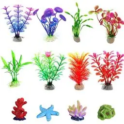 Produktbild: OrgMemory 12 Stück Aquarium Pflanzen Deko, Aquarium Wasserpflanzen, Fisch Tank Dekoration, Plastikpflanzen für Aquarien