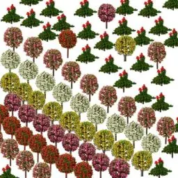 Produktbild: OrgMemory 90 Stück Modellbau Bäume, Miniaturbäume Pflanzen, Modellbau zubehör, Miniature Colorful Strauch, Modell DIY Miniatur für Landschaftsbau Diorama Zubehör