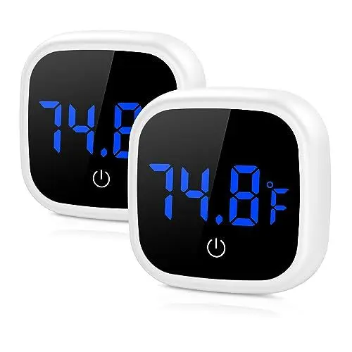 Produktbild: ORIA Aquarium Thermometer, 2 Stück Mini Digital Aquariumthermometer mit Touch Screen, Genau Temperatursensor, LED Kabelloses Temperaturmessgerät, Marine Thermometer für Aquarium Reptilien