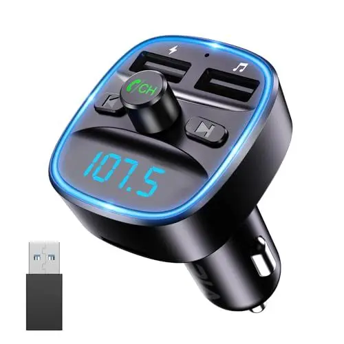 Produktbild: ORIA Bluetooth 5.3 FM Transmitter, Radio KFZ Adapter, mit Mikrofon, 2 USB Aufladung, LED Display, Freisprecheinrichtung Car Kit Auto Musik-Player unterstützt TF-Karte USB-Disk