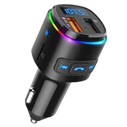 Produktbild: ORIA Bluetooth FM Transmitter, Auto Radio Adapter, mit Siri Assistent & QC 3.0 USB-Anschluss, Auto Bluetooth Musik Adapter, Freisprecheinrichtung Car Kit, Unterstützt USB/TF Karte