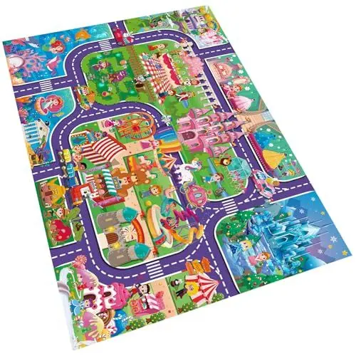 Produktbild: Oriate Kind Traum Matte Märchen Spielzeug Aktivität Spielmatte, Interaktive Eltern Kind Spielen Matte Stadt Auto Straße Matte, Kinder Pädagogische Spielzeug Zubehör Rollenspiel, 32 * 47in