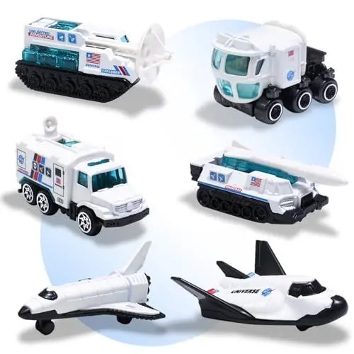 Produktbild: Oriate Weltraum Kinder Flugzeug Rakete Spielzeug, Space Shuttle Airplane Raketen Spielzeug für Kinder, Mond Forschungsbasis Raumfahrt Lernen Tortendeko Geschenk für Mädchen Jungen, Metal/Kunststoff