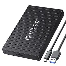 Produktbild: ORICO Festplattengehäuse 2,5 Zoll USB C, 5Gbps Werkzeugloses Externes Festplattengehäuse für 9.5mm 7mm 2.5 Zoll SATA SSD HDD, UASP Trim unterstützt, mit USB Kabel.(Schwarz)