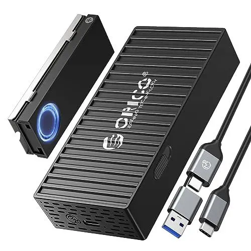 Produktbild: ORICO M.2 20Gbps NVME SSD Gehäuse, Werkzeugfreier USB3.2 Gen2x2 USB C Adapter Externer Case mit 2-in-1-Datenkabel für M.2 NVMe 2280 SSD mit UASP, Trim, Black, 9620