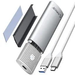 Produktbild: ORICO M.2 NVMe SATA SSD Gehäuse Adapter Werkzeuglos, Aluminium USB3.2/USB3.1 Gen2 10Gbps PCIe NVMe, 5Gbps NGFF SATA Externe M2 Case für M2 M-Key(B+M Key) 2230/2242/2260/2280 SSD-PWDM2G2A