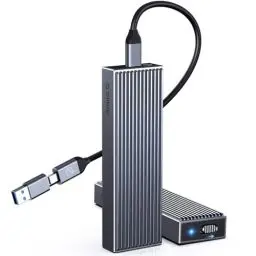 Produktbild: ORICO M.2 SSD Gehäuse (Werkzeuglos), NVMe Gehäuse USB 3.2 Gen2 10Gbps, M.2 SSD Gehäuse mit 2-in-1 Kabel, Aluminium NVMe M.2 Adapter für M-Key 2230/2242/2260/2280- BM2G2