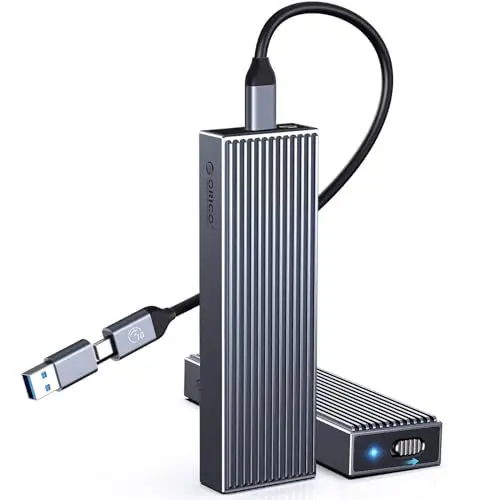 Produktbild: ORICO M.2 SSD Gehäuse (Werkzeuglos), NVMe USB 3.2 Gen2 10Gbps Mit 2-in-1 Kabel, Aluminium Adapter für M-Key 2230/2242/2260/2280- BM2G2