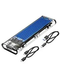 Produktbild: ORICO NVMe Gehäuse, USB 3.2 Gen2 (10Gbps) M.2 SSD Adapter, Transparent Externe M2 Gehäuse für PCIe M-Key/B+M Key NVMe SSD 2230/2242/2260/2280, Blau -TCM2
