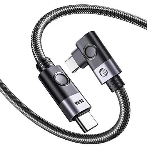 Produktbild: ORICO USB C auf USB C Kabel, 240 W Ladekabel Unterstützung von 4K@60 Hz, USB C 3.2 Gen2x2 20Gbps Datenkabel, USB C Kabel kompatibel mit Macbooks, iPad Pro, Hub, Docking Station, Laptop, 90 Grad, 2M