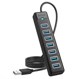 Produktbild: ORICO USB Hub mit 100CM Long Kabel, 7 Port USB 3.0 Hub mit 5V/3A Netzteil Port, 5Gbps Ultra-Slim USB Hub Verteiler Adapter für Laptop, MacBook Pro/Mini, iMac, Surface Pro, PS 4, Mobile HDD