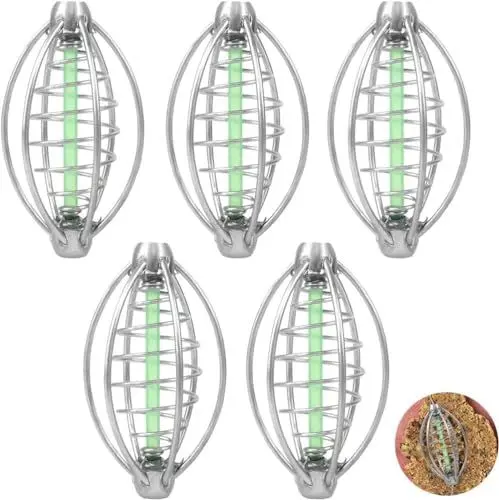 Produktbild: Oriental eLife 5 Pcs Angeln Inline Feeder Set, Futterkörbe,Angeln Köder Feeder Korb, Edelstahl Angelkäfig, Multifunktionale tragbare Feeder Köder Werkzeuge