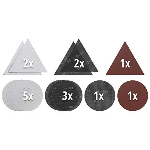 Produktbild: Original Einhell 15-tlg. Gitter- & Schleifpapier-Set (Trockenbauschleifer-Zubehör, Ø 225 mm, 287 x 287 x 287 mm, 13x P80, 2x P120, für Einhell Trockenbauschleifer)