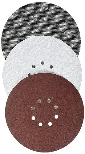 Produktbild: Original Einhell 15-tlg. Gitter- & Schleifpapier-Set (Trockenbauschleifer-Zubehör, Ø 225 mm, Körnung P80 und P120, Kletthaftung, für diverse Einhell Trockenbauschleifer)