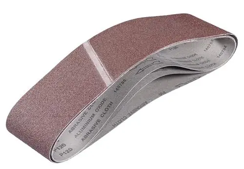 Produktbild: Original Einhell 3-tlg. Schleifbandset (Bandschleifer-Zubehör, 3x Schleifband für Stand-Band-Tellerschleifer, 100 x 914 mm, je 1x P60, P80, P120)