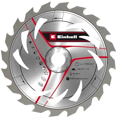 Produktbild: Original Einhell Kreissägeblatt 165x20 (Sägen-Zubehör, Ø 165 mm, Aufnahme 20 mm, 20 geschränkte Zähne, Schnittbreite 1,6 mm, für Handkreissägen & Tauchsägen)