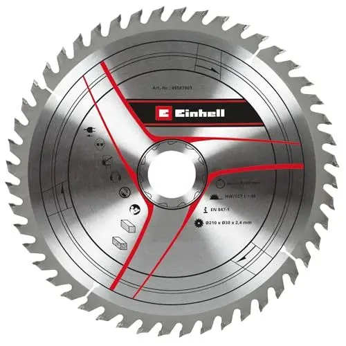 Produktbild: Original Einhell Kreissägeblatt 210x30 (Sägen-Zubehör, Ø 210 mm, Aufnahme 30 mm, 48 Zähne, Schnittbreite 2,4 mm, für Akku-Zug-Kapp-Gehrungssägen und Tischkreissägen)