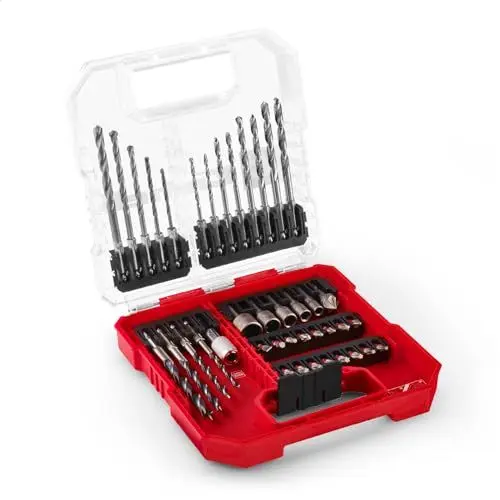 Produktbild: Original Einhell L-CASE 40-tlg. Bit- und Bohrer-Set (25-mm-Bits, Schnellwechselbithalter, Steckschlüssel, Senker, Metall-, Stein- und Holzbohrer inkl. Aufbewahrungsbox)