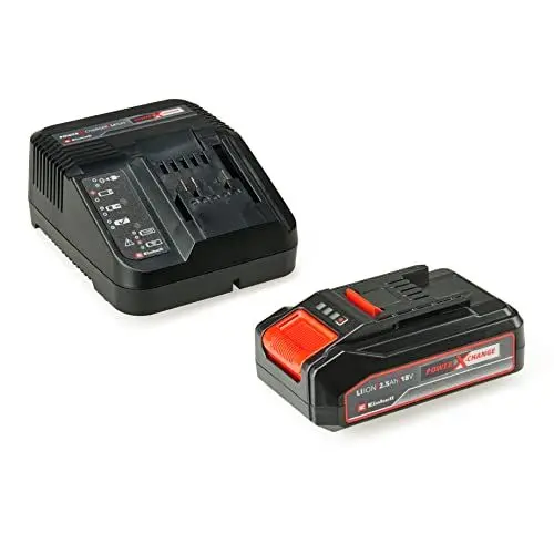 Produktbild: Original Einhell Starter Kit 2,5 Ah Akku und Ladegerät Power X-Change (Li-Ion, 18 V, 50 min Ladezeit, passend für alle Power X-Change Geräte)