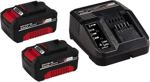 Produktbild: Original Einhell Starter Kit 2x 3,0 Ah Akkus und Ladegerät Power X-Change (Li-Ion, 18 V, 60 min Ladezeit, passend für alle Power X-Change Geräte)