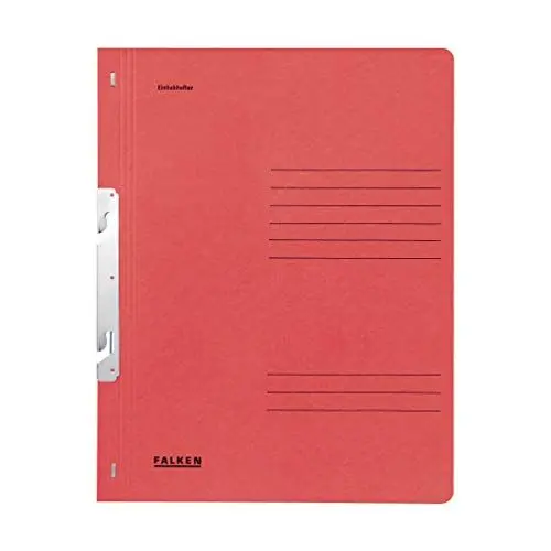 Produktbild: Original Falken 50er Pack Einhakhefter. Made in Germany. Aus Recycling-Karton mit ganzem Vorderdeckel und kfm. Heftung für DIN A4 rot Hefter Sammelmappe Dokumentenmappe