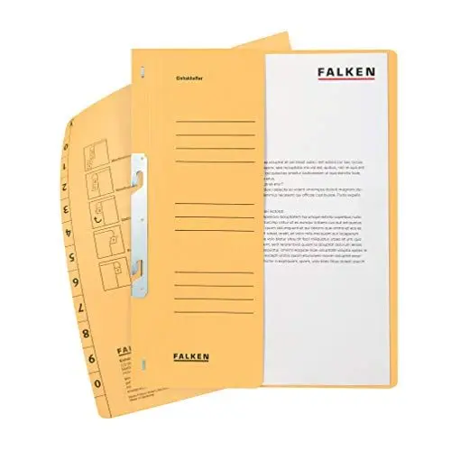 Produktbild: Original Falken 50er Pack Einhakhefter. Made in Germany. Aus Recycling-Karton mit halbem Vorderdeckel und kfm. Heftung für DIN A4 chamois Hefter Sammelmappe Dokumentenmappe