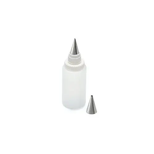 Produktbild: Original Kaiser Inspiration Spritzflasche mit 2 Edelstahl-Spritztüllen, Quetschflasche 75 ml, Kekse verzieren, Dekorieren, Beschriften von Torten, Kuchen, Tellerrand