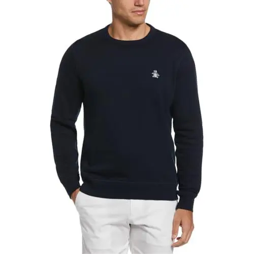 Produktbild: Original Penguin Herren L/S Aufkleber Pete Fleece Crew Sweatshirt, Dunkler Saphir, M