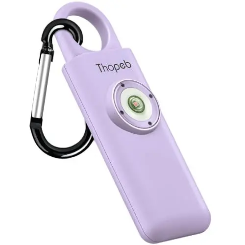 Produktbild: Der Original Persönlicher Alarm Für Frauen, Schlüsselanhänger Alarm mit Sirene für Selbstverteidigung und Sicherheit, Von der Polizei Empfohlen, 130 dB Sirene, LED-Stroboskoplicht, Knallfarben (Lila)