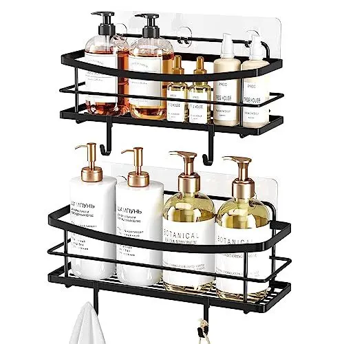 Produktbild: Orimade Duschablage ohne Bohren Duschregal mit 4 Haken Duschkorb Badezimmer Regal für Shampoo und Duschgel 2 Stück