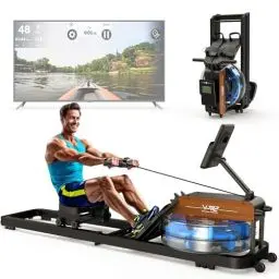 Produktbild: ORISYN Rudergerät für Zuhause, Klappbares Wasserrudergerät mit Bluetooth Monitor, Rudergeräte mit Verstellbarer Tablethalterung, 160KG Gewichtsbelastung