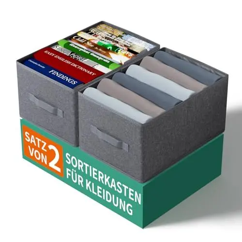 Produktbild: ORLISA Kleiderschrank Organizer Geeignet für die Aufbewahrung von T-Shirts, Jeans und Hemden, große Aufbewahrungsbox-2er Boxen Set Faltbare Washable Schrank Organizer Kleiderschrank 38x26x20 cm