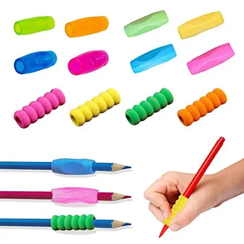 Produktbild: Ormromra 12 Stück Silikon Bleistift Griffe Kinder, Ergonomische Grips Stiftehalter, Schreibhilfe Kinder, Schreibhilfe Korrekte Handschrift Haltung für Kinder