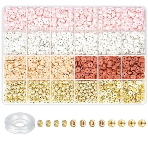 Produktbild: Ormromra 2780 Stück Clay Perlen Set, 24 Fach Handwerk Bunte Perlen zum auffädeln, DIY-Handwerk Perlen Set, Freundschaftsarmbänder Selber Machen, Perlenset für Schmuck, Halsketten und Paar-Armband