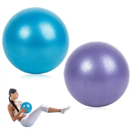 Produktbild: Ormromra 2 Stück Pilates Ball, 25cm Gymnastikball, Yoga Ball für Ganzkörpertraining, Heim, Fitness, Gym (Blau, Lila)